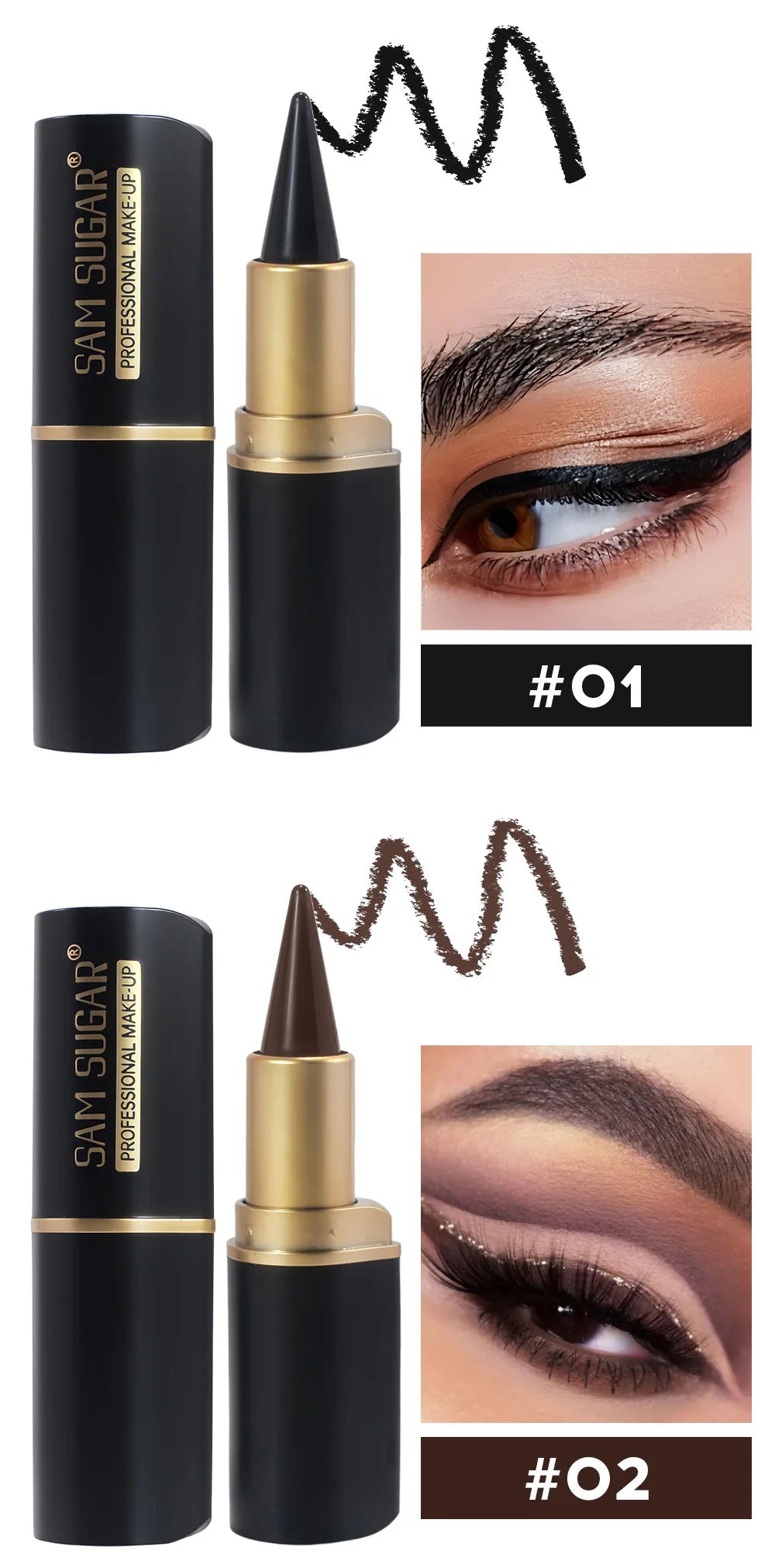 Black Waterproof Eyeliner Pen Long Lasting 24H Smudge Proof Gel Makeup Highlighter For Smokey Eye Look Fast Drying