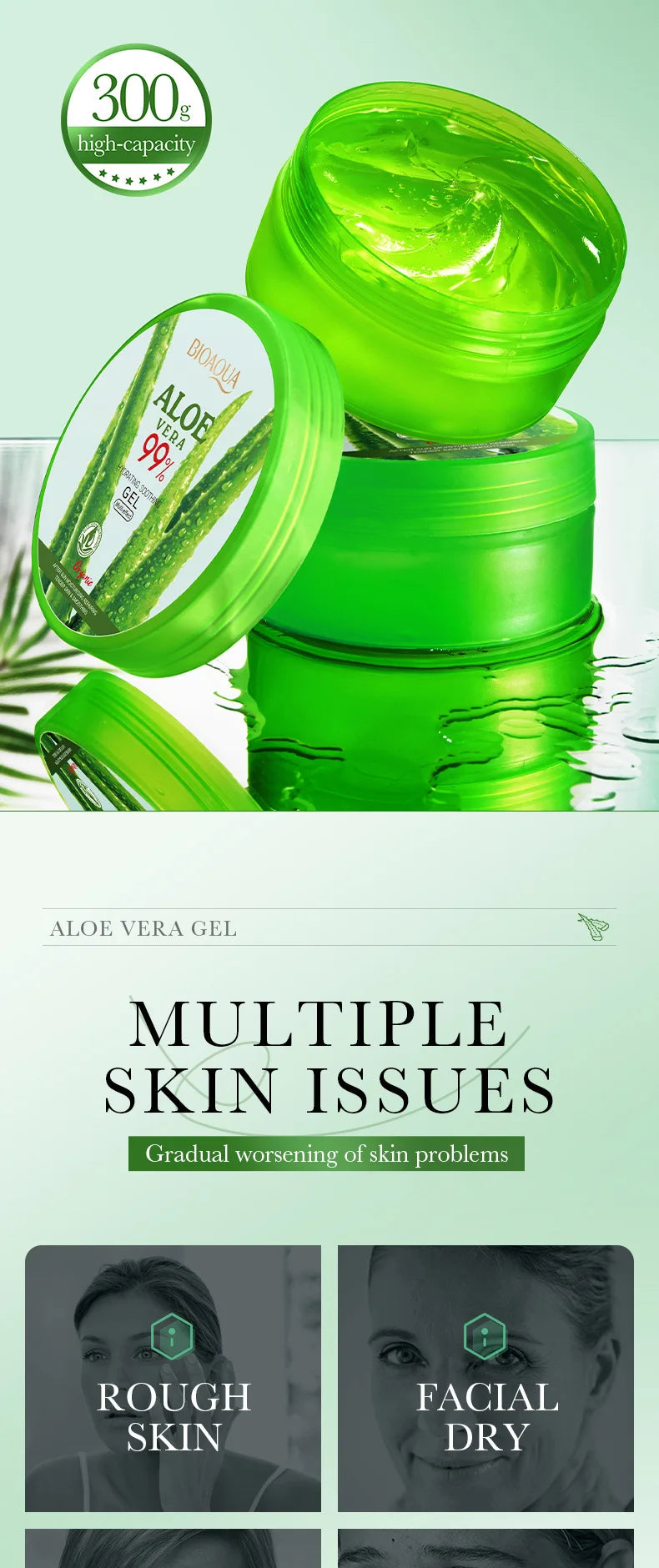 300g BIOAQUA Moisturizing and Soothing Aloe Vera Gel Skin Rejuvenating Hydrating Face Cream Beauty Facial Skin Care