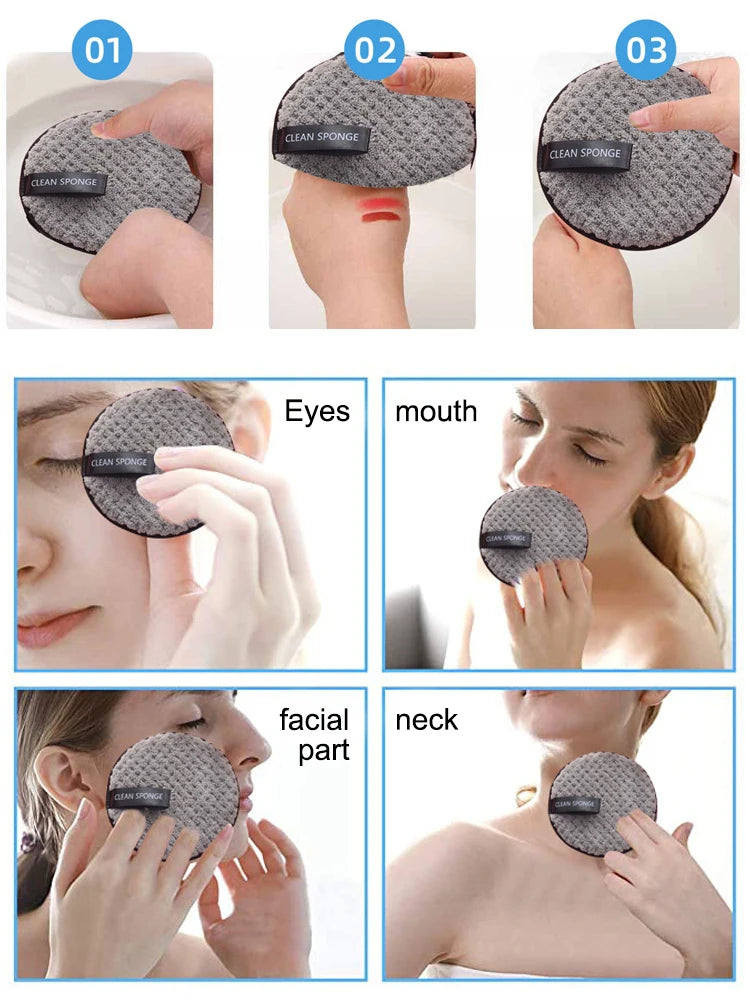 4PCS Makeup Remover Microfiber Cotton Pad Cosmetics Washable Makeup Towel Cleaning Sponge Skin Care Tool Washcloth