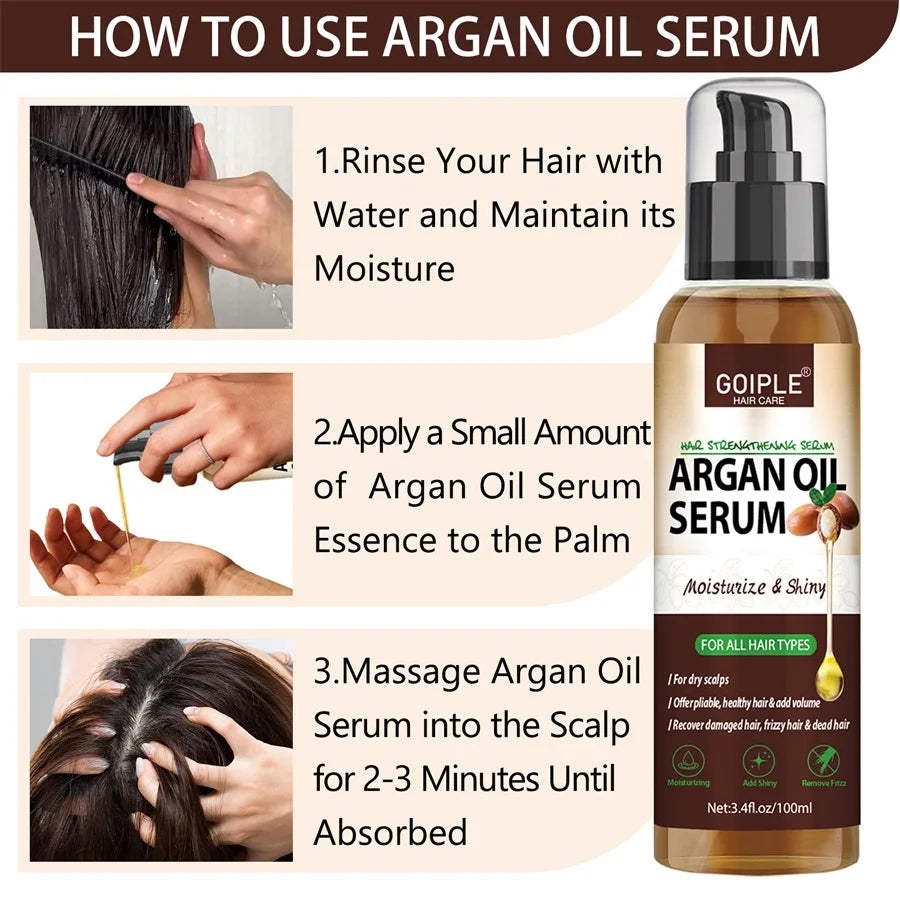 100ml Argan Oil Hair Serum Moisturizing Shiny Remove Frizz Conditioner Repair Damaged Hair and Restore Hairs Gloss Essential Oil