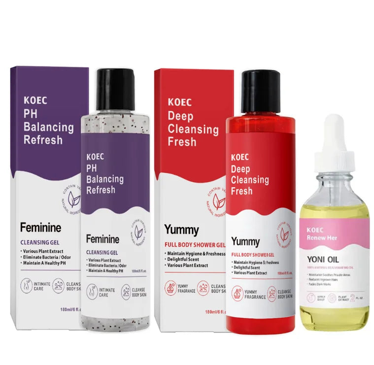 Women PH Balancing Cleansing Wash Shower Gel Set Natural Plant Extract Aloe Vera Gentle Intimate Care Daily Refreshing Body Care