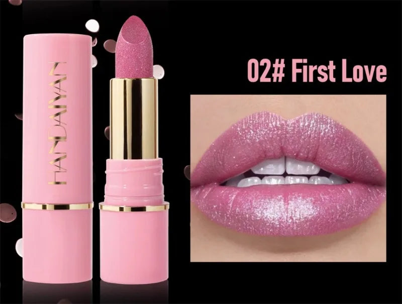 8 Colors Diamond Shimmer Lipstick Purple Metallic Glitter Pearlescent Lip Tint Long Lasting Waterproof Lipstick Makeup Cosmetics