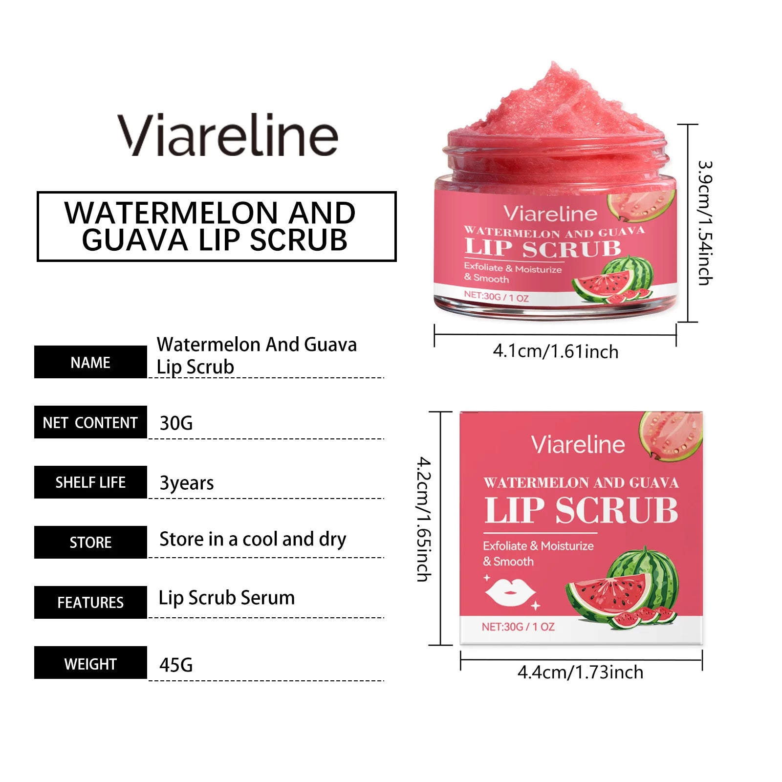Watermelon Guajava Lip Scrub Natural Fruit Inspired Formula Smoothing Brightening Care For Dry Cracked Lip Repair K-Beauty Care