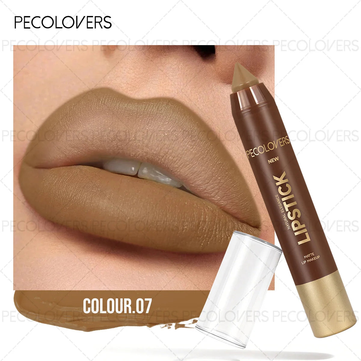 1PC Brown Matte Lip Liner Crayon, Smooth Application, Highly Pigmented, Long-lasting Wear, Lip Cosmetics