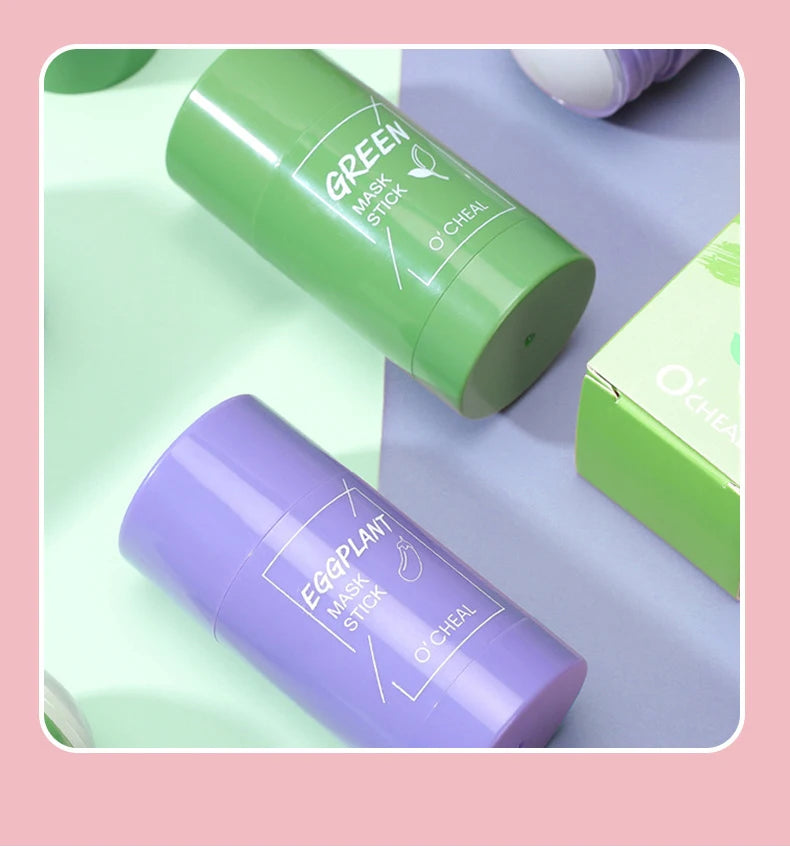 Ocheal Mask Green Tea Bamboo Charcoal Solid Facial Cleansing Stick Deep Cleansing Pores, Removes Blackheads, Controls Oil, Moisturizes and Hydrates, Smear-On Mud Mask for Men and Women.
