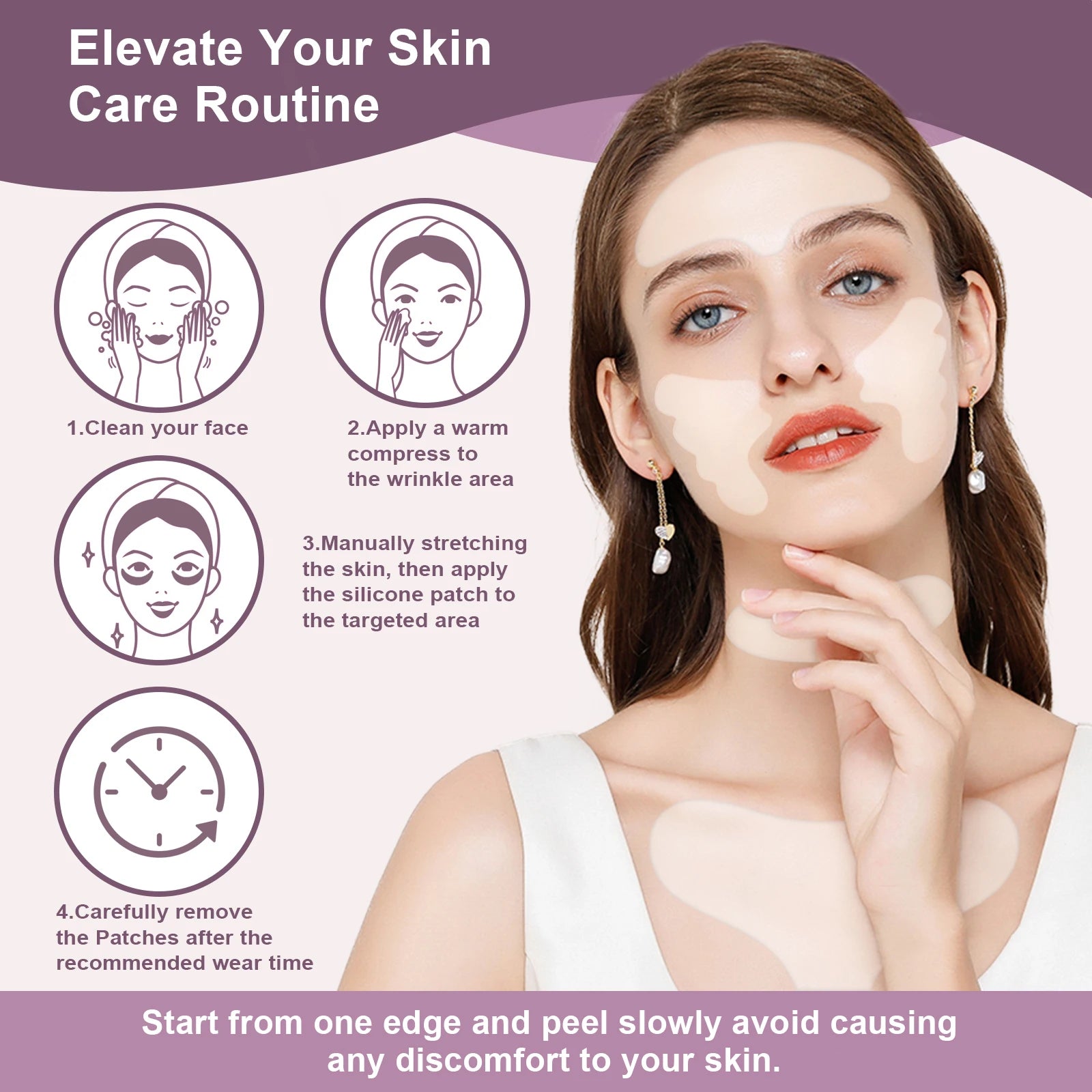 32Pcs Facial Chest Neck Silicone Pad Reusable Face Forehead Patche Facial Sleeping Mask Cover for Smoothing Chest Neck Eye Mouth