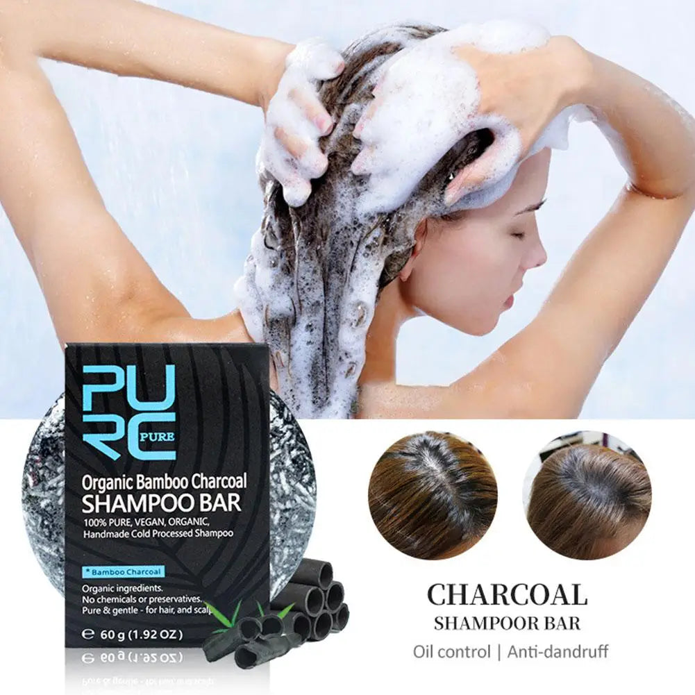 1PCS PURC Gray White Hair Shampoo Bar Bamboo Charcoal Detox Black Scalp Care Hair & Hair Bar Clean Shiny Treatment Soap W8S2