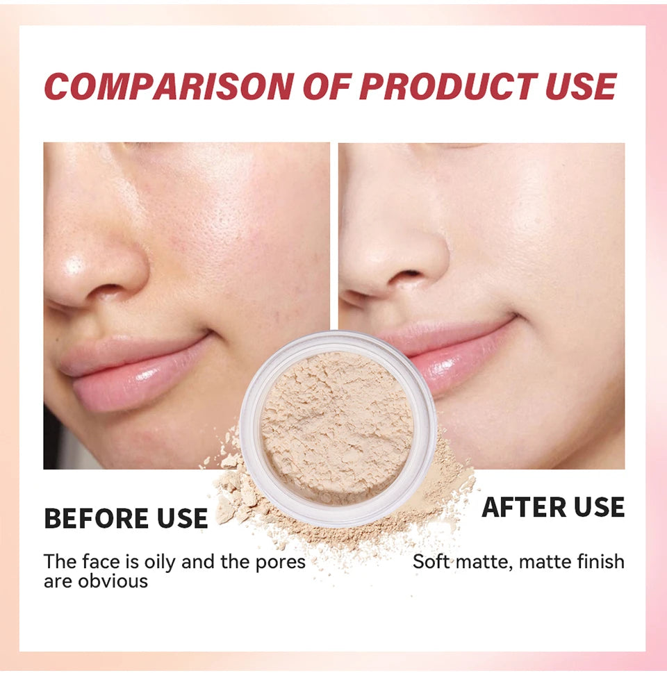 Setting Powder long-Lasting Matte Pink Finish Oil Control Makeup Fixation Removal Pore Modification Setting Cosmetics one size