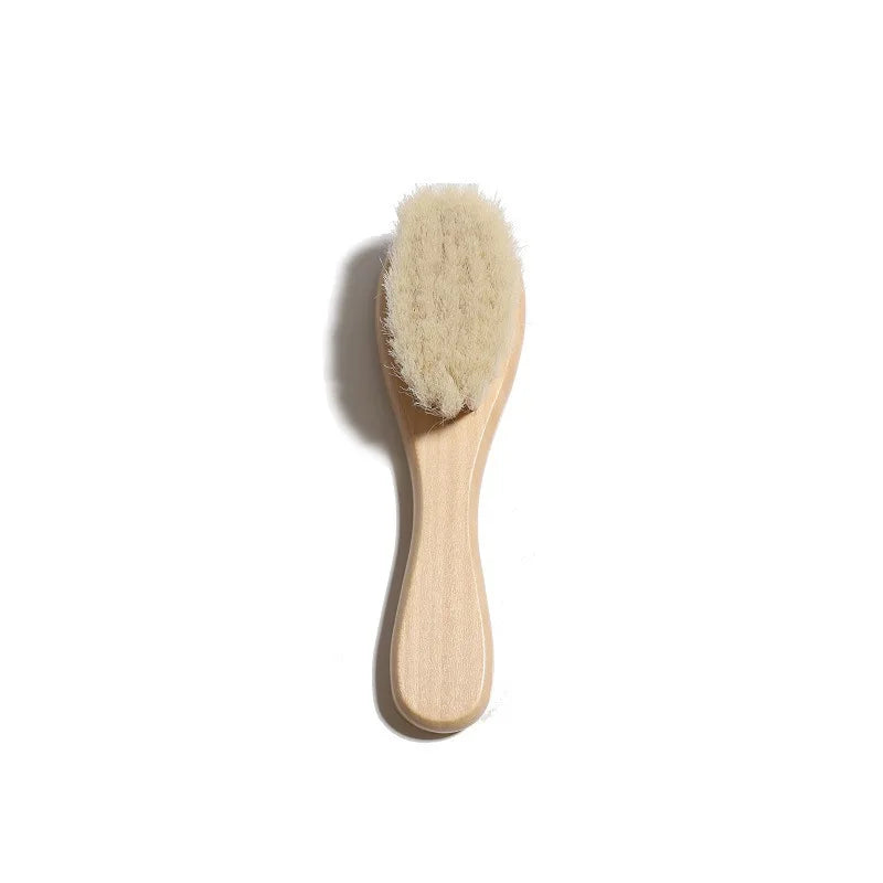 1/2/3PCS Newborn Wool Baby Wooden Brush Comb Newborn Hair Brush Infant Head Massager Portable Comb Hair Bath Brush Comb