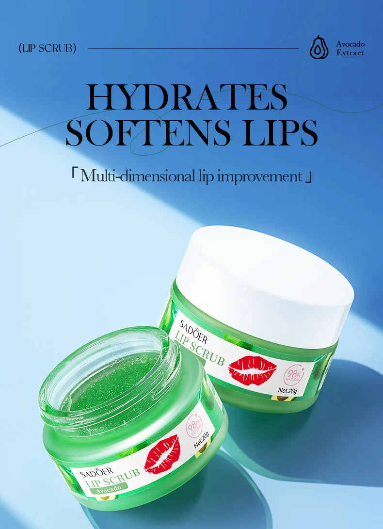 SADOER Fruit Lip Scrub Cream Moisturizing Lips Plumper Hydrating Nourishing Avocado Orange Strawberry Lip Mask Lipstick Care