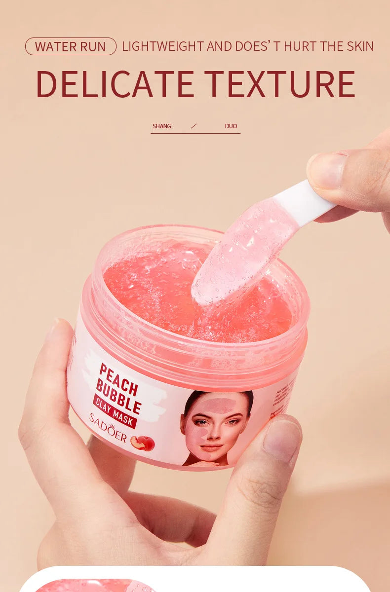 100g Peach Deep Cleansing Bubble Clay Facial Mask Remove Blackheads Oil Control Moisturizing Face Smooth Korean Skin Mud Masks