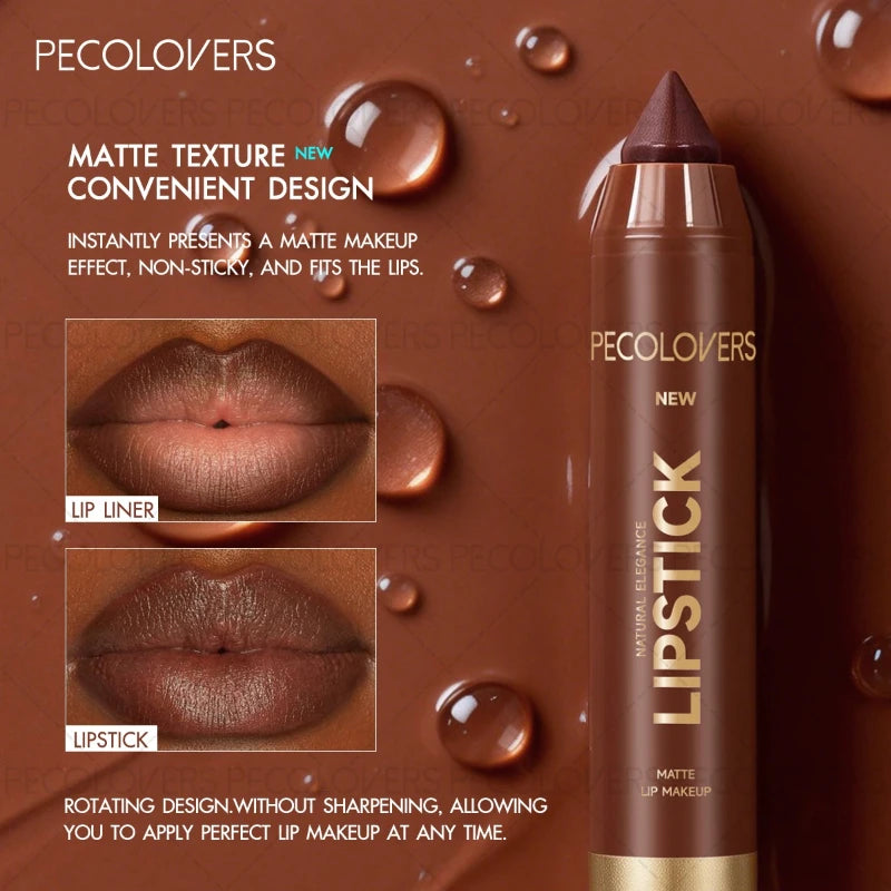 1PC Brown Matte Lip Liner Crayon, Smooth Application, Highly Pigmented, Long-lasting Wear, Lip Cosmetics
