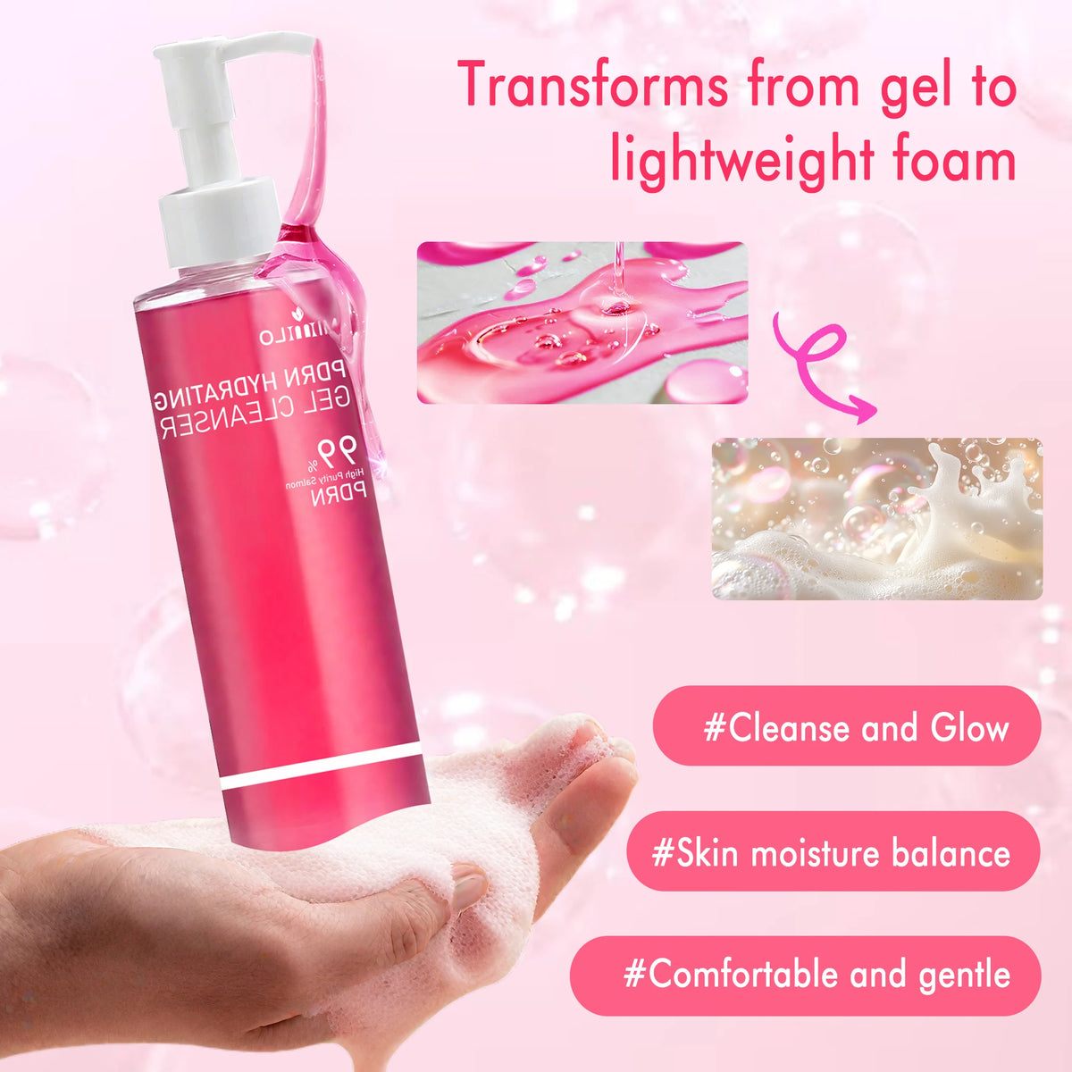 DNA PDRN Salmon Pink Foam Cleansing Gel, containing PDRN, controls oil, removes blackheads, deeply cleanses, is non-irritating