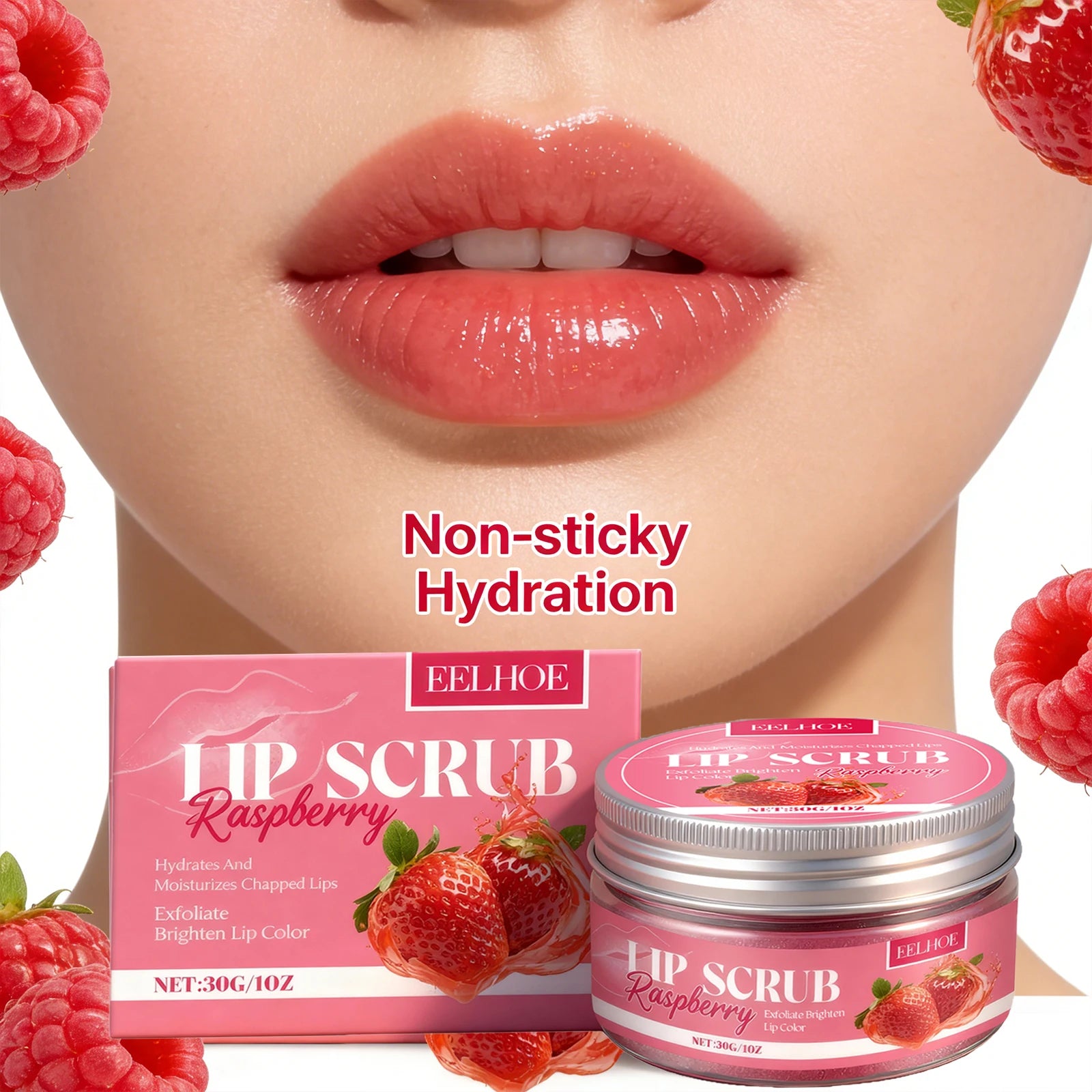 Strawberry Lip Scrub Exfoliating Soothing Lips Preventing Dryness Cracking Improving Dullness Brightening Moisturizing Lip Care