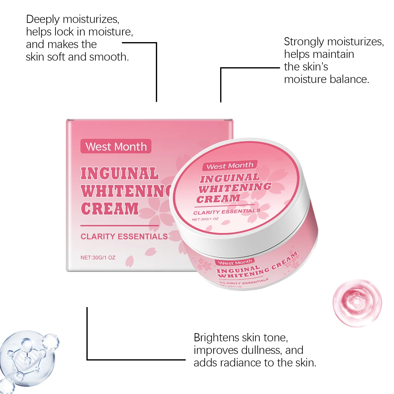 Niacinamide Body Whitening Cream For Underarm Bleaching Armpit Lightening Intimate Area  Moisturizer Korean Skin Care Product