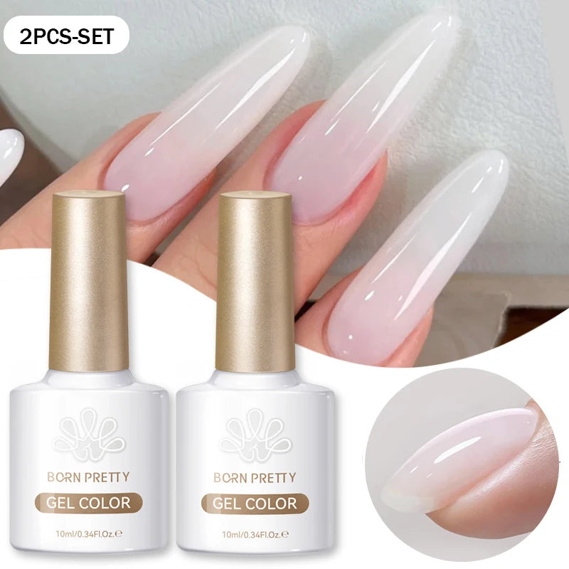 BORN PRETTY 10ml Milky Jelly White Gel Nail Polish Translucent Semi Permanent Soak Off UV LED Gel Varnish Manicure Nail Art