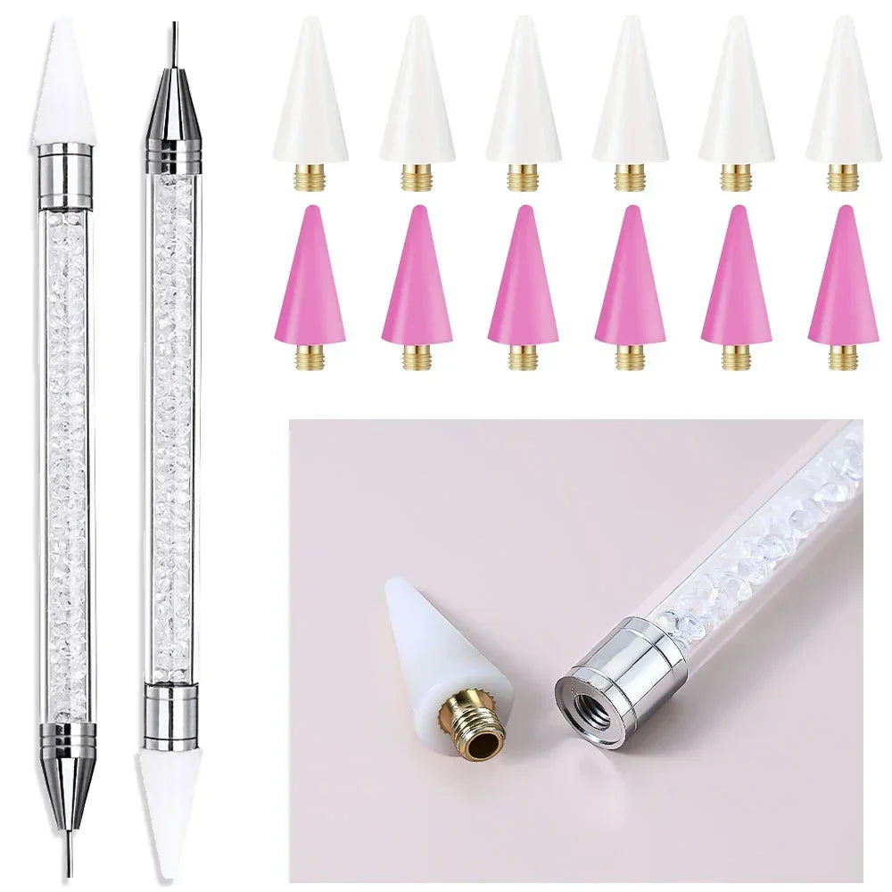 1pc Wax Nail Rhinestone Picker Dotting Pen Dual-ended Wax Pencil For Rhinestones Tip Crystal & Gem Nail Art Tool for DIY Manicur