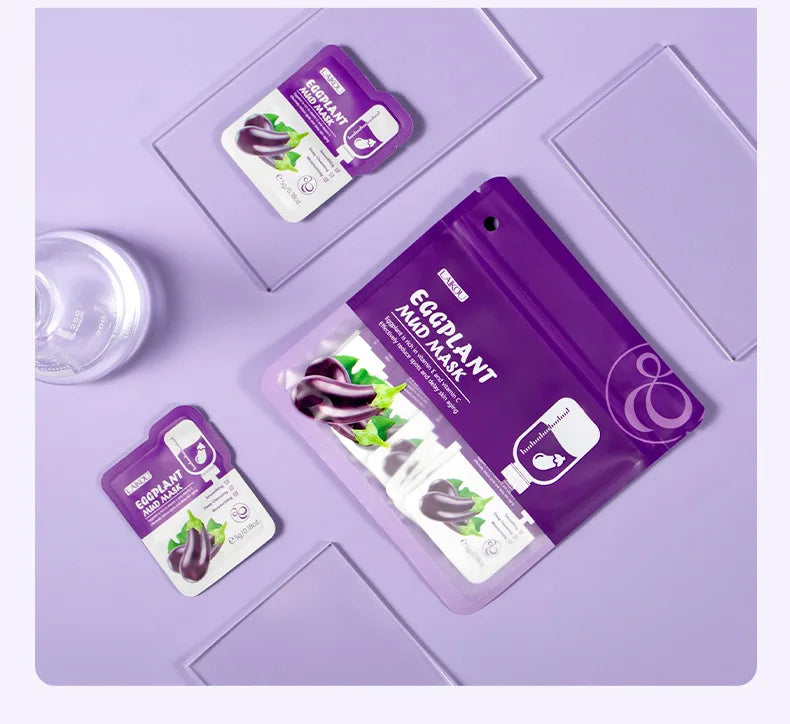 5pcs LAIKOU Eggplant Mud Mask Oil Control Moisturizing Anti-Acne  Anti Wrinkle Whitening Cleansing Clay Mask Skin Care Face Mask