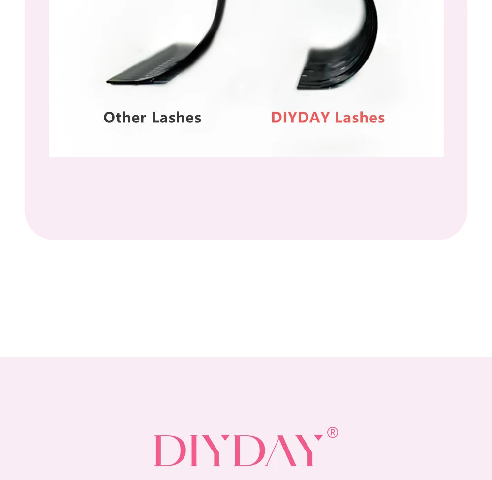 DIYDAY U-shaped YY Eyelash Extension Premium PBT Double Layer U Sahpe YY Lashes Ultra Soft Featherlight False Mink Eyelashes