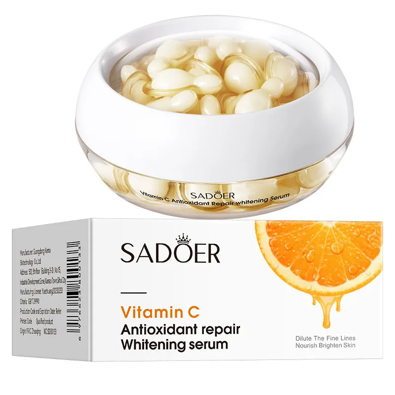 30pcs SADOER Rose Sanil Vitamin C Face Serum Capsule Facial Moisturizing Firming Facial Essence Beauty Face Skin Care Products