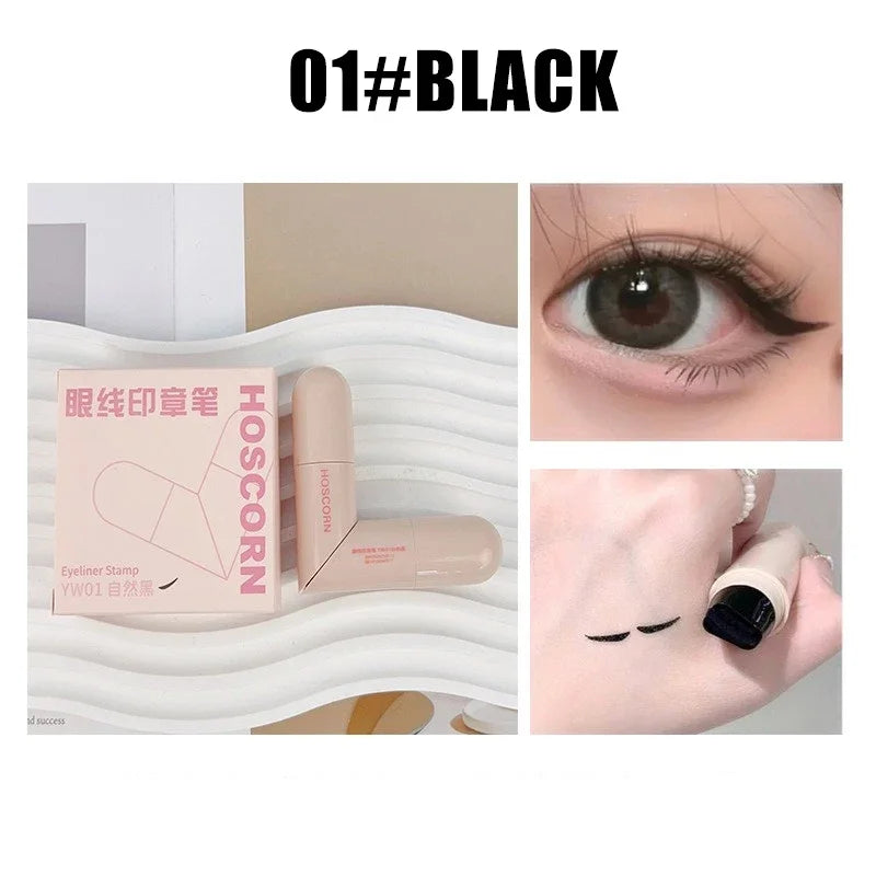 Lazy Integrated Eyeliner Stamp Dual-Head Rotatable Precise Outline Seal Lasting Waterproof Fast Drying Liquid Eye Liner Pen