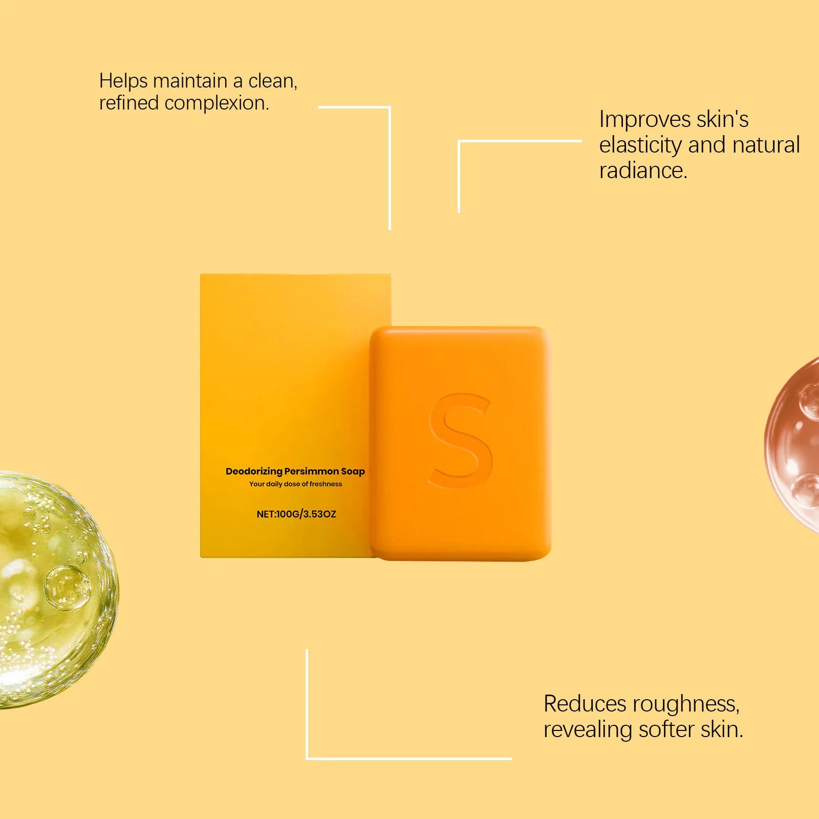 Persimmon Body Cleansing Soap Keep Brightening Improve Odor Deeply Nourish Reduce Dark Acne Removal Care Soap For Women Man 100g