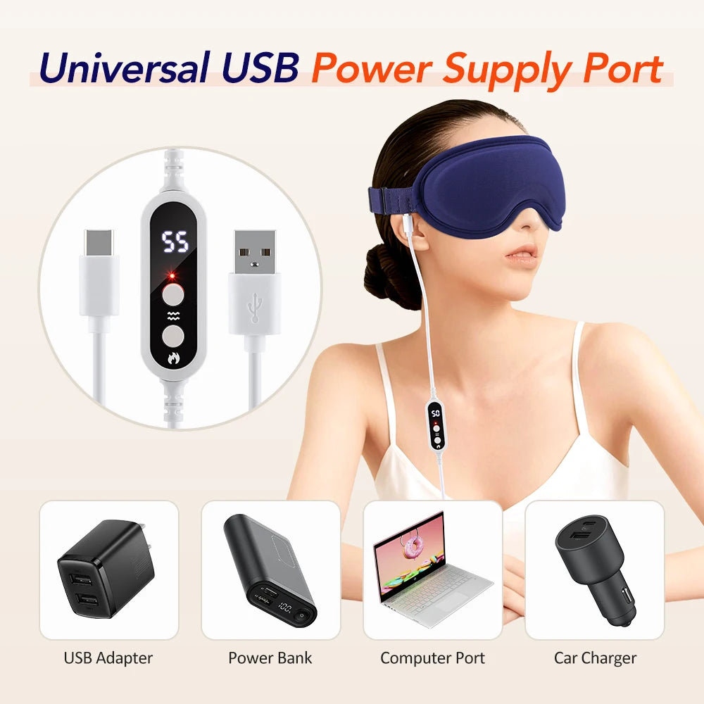 Electric Steam Eye Mask 3D Vibration Massage 5 Levels Hot Compress Smart Timing Sleep Shading Relieve Eye Fatigue Eye Care