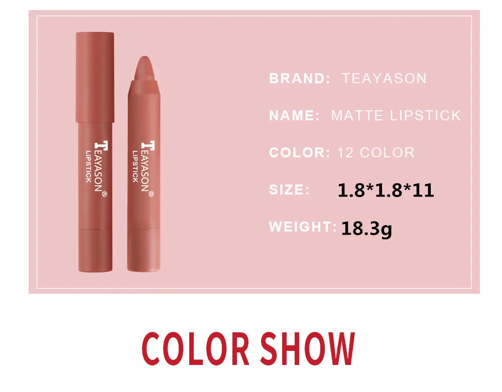 Nude Velvet Matte Lipstick Pen Lasting Waterproof Color Rendering Non-stick Cup Lipstick Pencil Lipliner Women Makeup Lip Stain