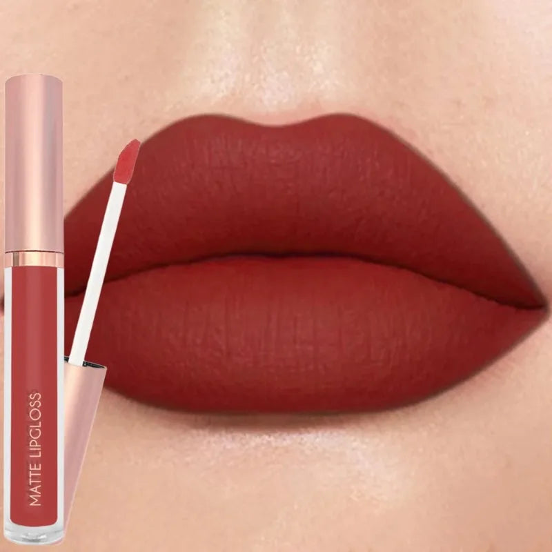 12 Colors Matte Velvet Sexy Lip Gloss Waterproof Long-Lasting Non-stick Cup Lip Glaze Nude Liquid Lipstick Lips Makeup Cosmetics