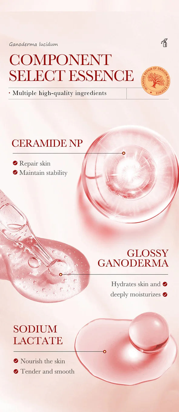 SADOER Ganoderma lucidum Dragon Blood Facial Serum Face Lotion Moisturizing Face Emulsion Oil Refreshing Control Facial Essence