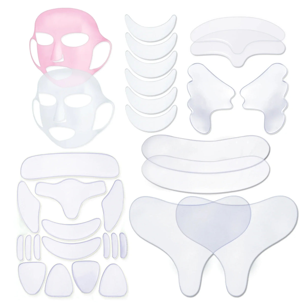 32Pcs Facial Chest Neck Silicone Pad Reusable Face Forehead Patche Facial Sleeping Mask Cover for Smoothing Chest Neck Eye Mouth