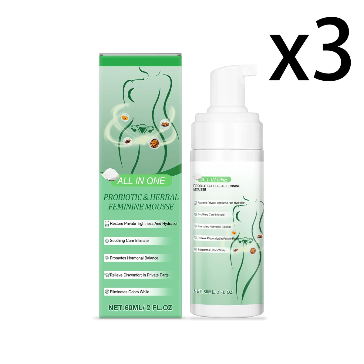 Herbal Women's Private Part Care Mousse Gentle Cleaning Remove Odor Relieve Local Discomfort Deep Protect Sensitive Areas Gel