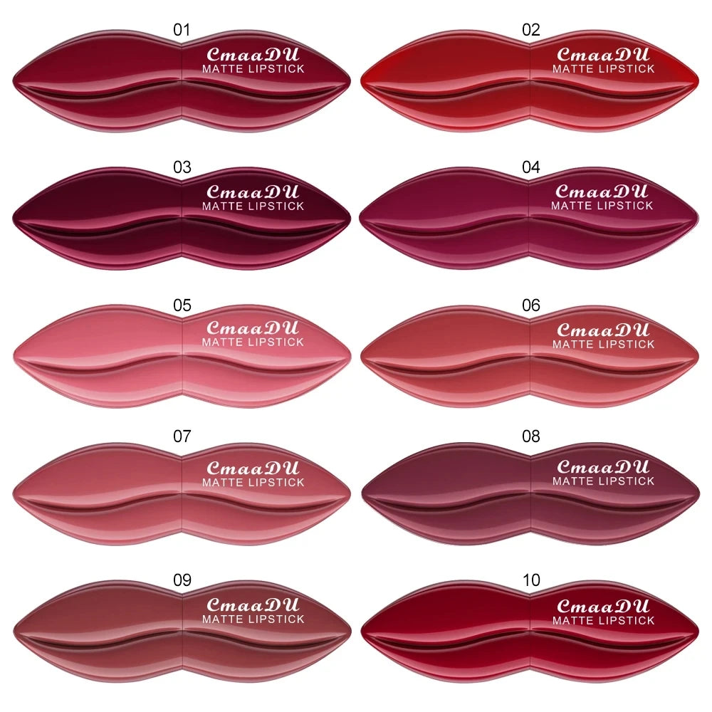 1pcs Matte Lip Gloss Lipstick, High Pigment Waterproof Velvet Long Lasting, Deep Red, Nude, Y2K Christmas Valentine's Day Gifts