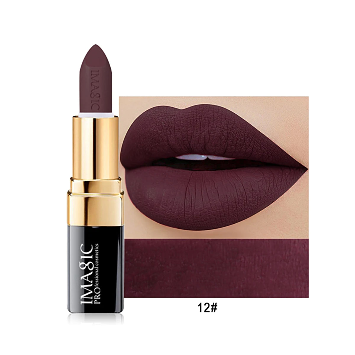 IMAGIC 12-Color Lipstick Matte Waterproof Velvet Pigment Nude Rouge Waterproof Long Lasting Lip Profissional Cosmetics Beauty