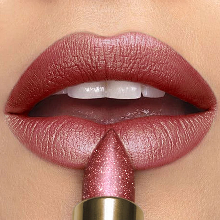 16 Colors 1PC Metallic Glitter Shiny Lipstick Lip Tint, Waterproof Senior Matte Lip Makeup Gifts for Women Cosmetic Lip Glaze