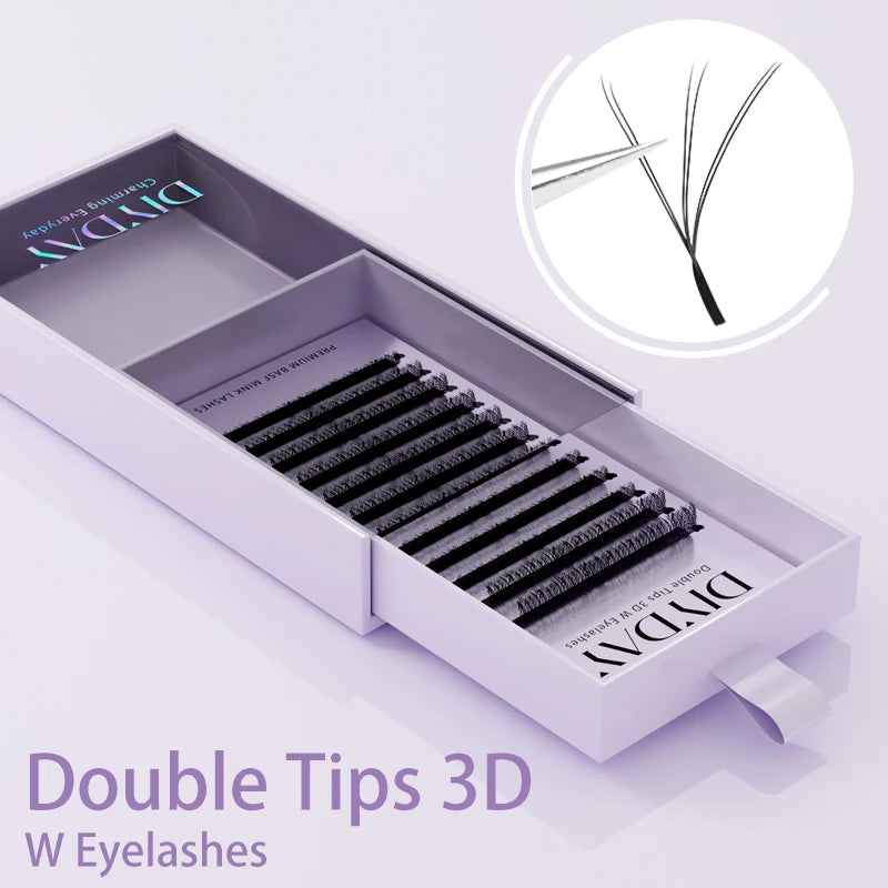 DIYDAY W Shape Eyelash Extension 3d 4d 5d 6d 7d 8d W-Shaped Eyelashes Premade Fans Individual BASF Mink Faux Lashes