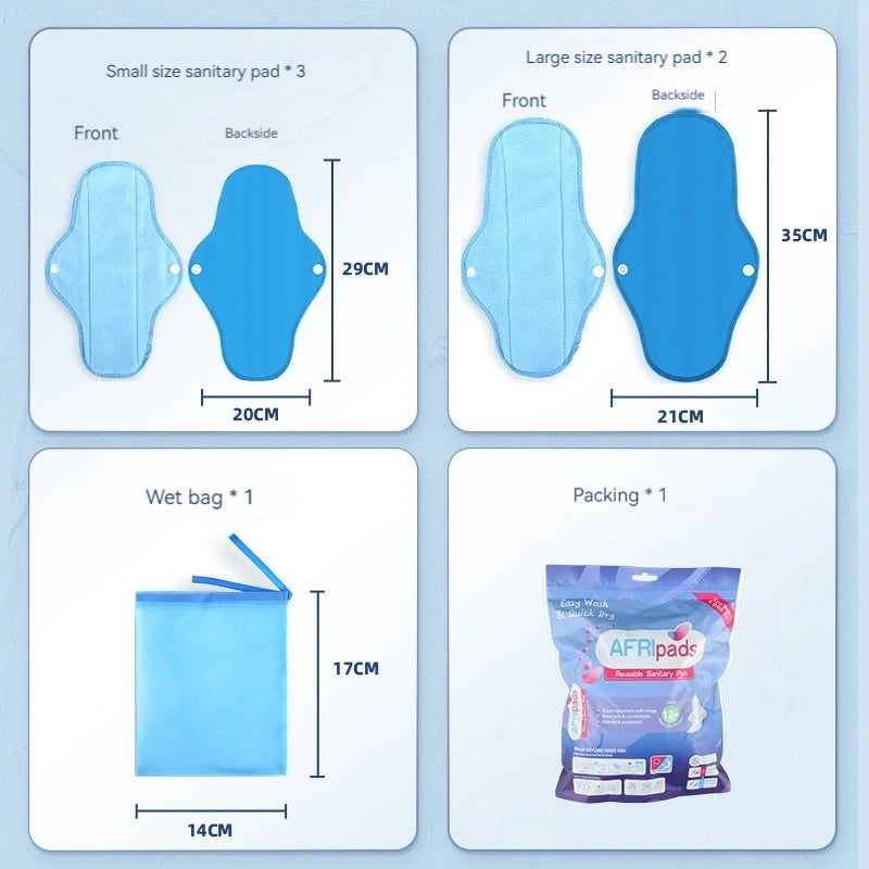 5pcs S/M Size Reusable Sanitary Pads Heavy Polar Fleece Towel Washable Panty Liner Mama Menstrual Pad with 1pc Wet Bag