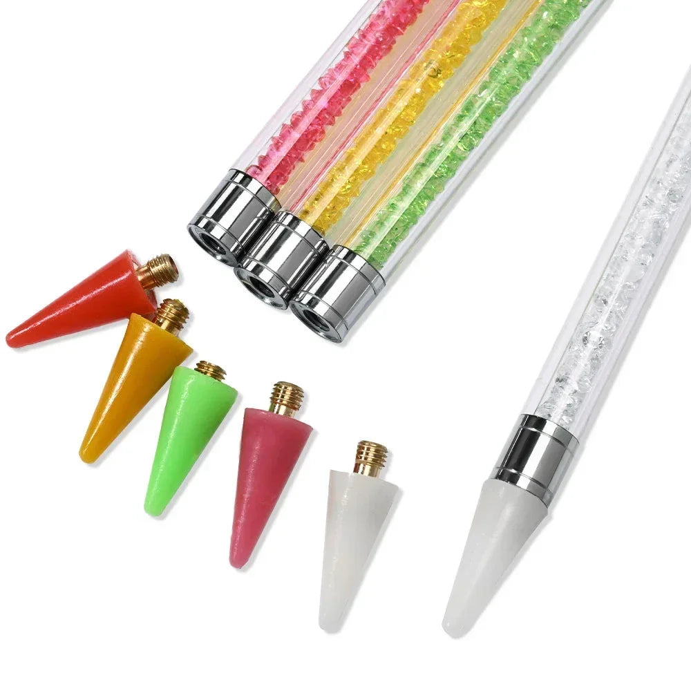 1pc Wax Nail Rhinestone Picker Dotting Pen Dual-ended Wax Pencil For Rhinestones Tip Crystal & Gem Nail Art Tool for DIY Manicur