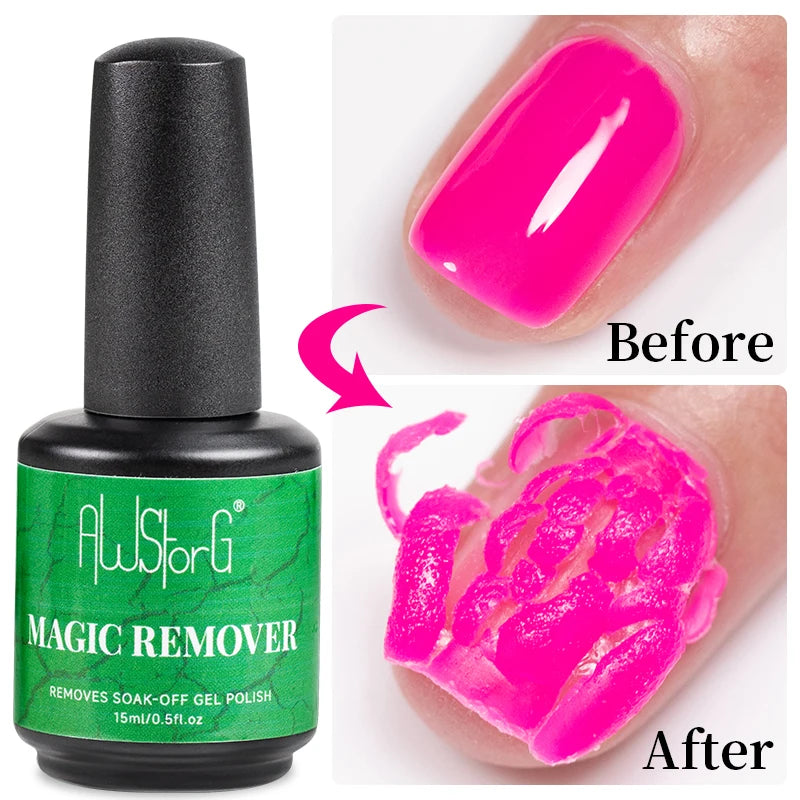 AWStorG 15ml Magic Remover Nail Gel Polish Remover UV Gel Polish Fast Remove Semi Permanent Varnish Polish Cancel Glue