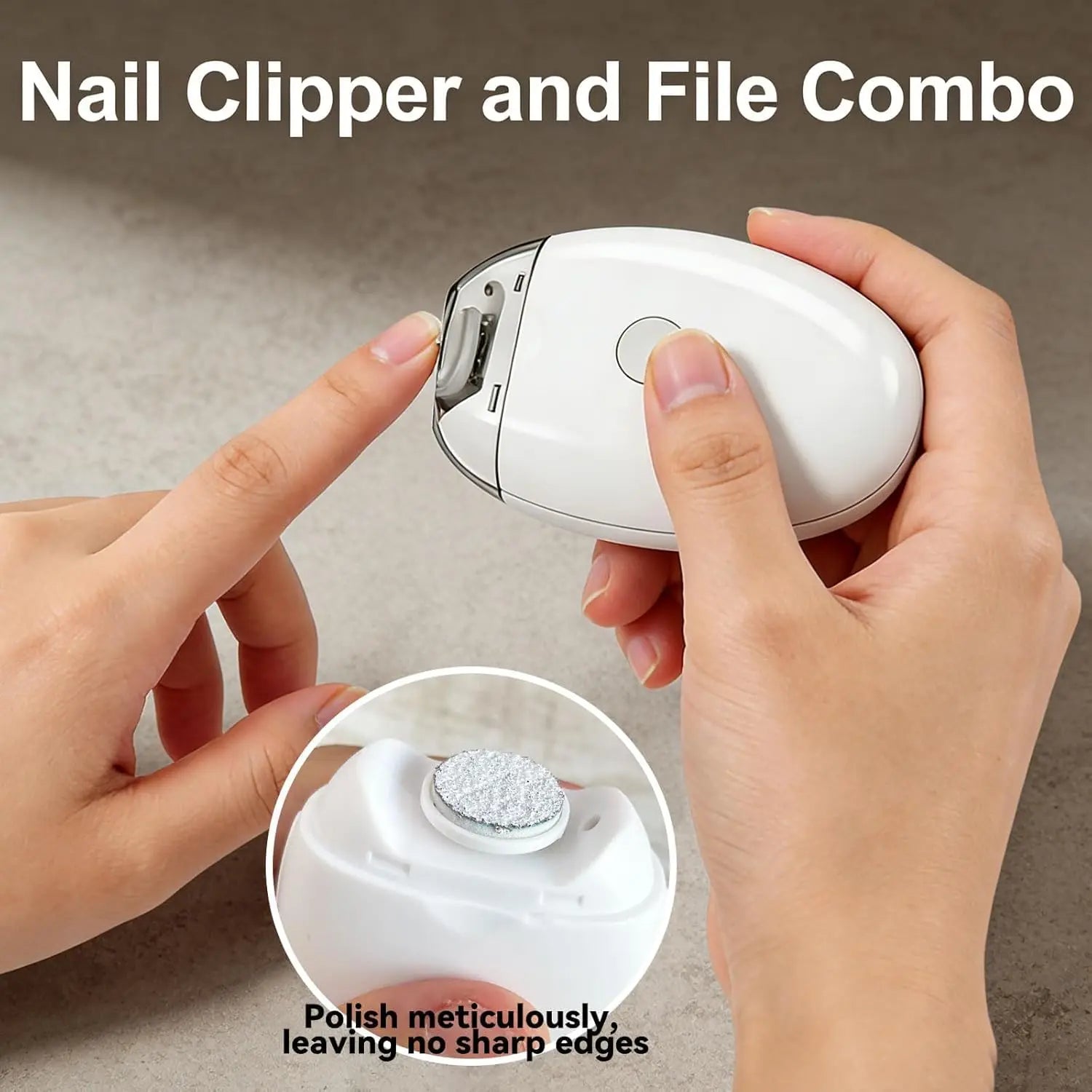 Portable 2 In 1 Electric Nail Grinder With LED Light Mini Manicure Nail File Tool Household Nail Care Supplies For Baby Adult