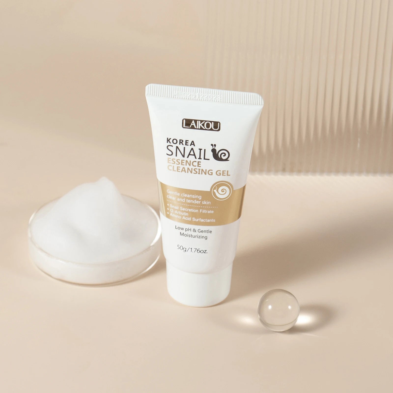 LAIKOU Korea Snail Essence Cleansing Gel 50g Low PH Gentle Cleansing Moisturizing Clear Tender Skin Daily Face Wash