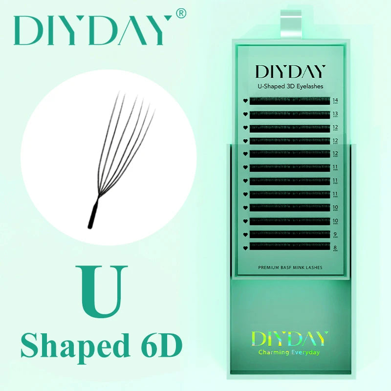 DIYDAY U-shaped 3D 4D 5D 6D Eyelash Extension New Style U Shape W Bloom Lashes Premade Fans Lightweight Fluffy Mink Faux Eyelash