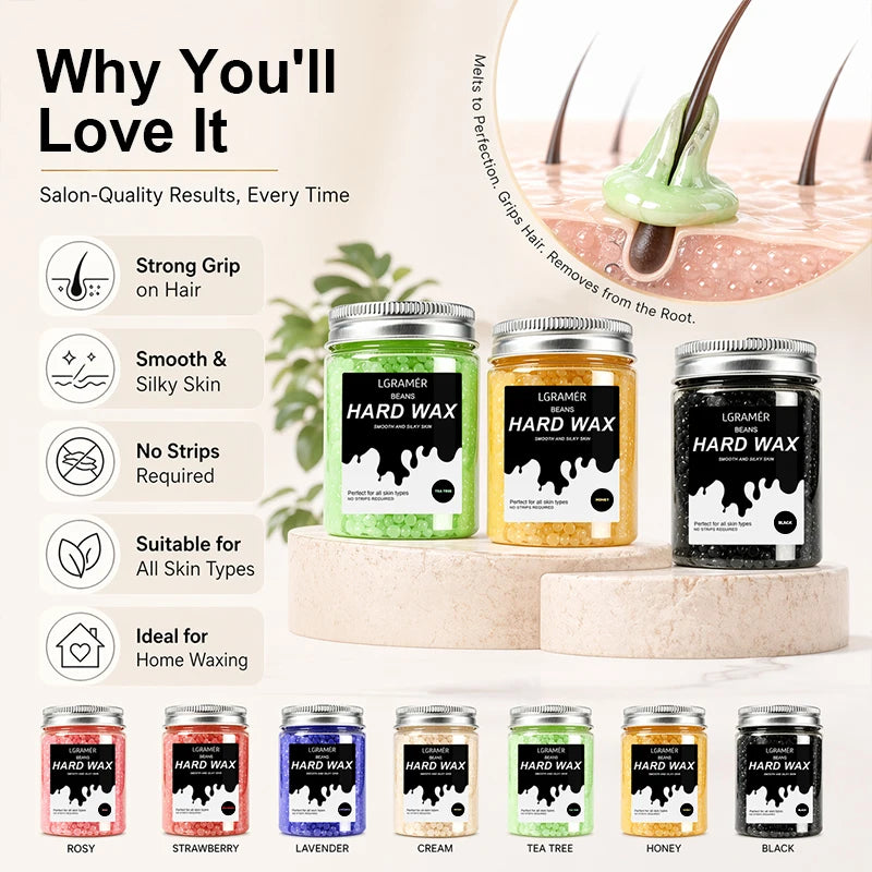80g/380g Hard Wax Beans,Heating Hard Waxing Painless Hair Removal,Depilatory Wax Beads For Leg Armpit Full Body,Non-irritating