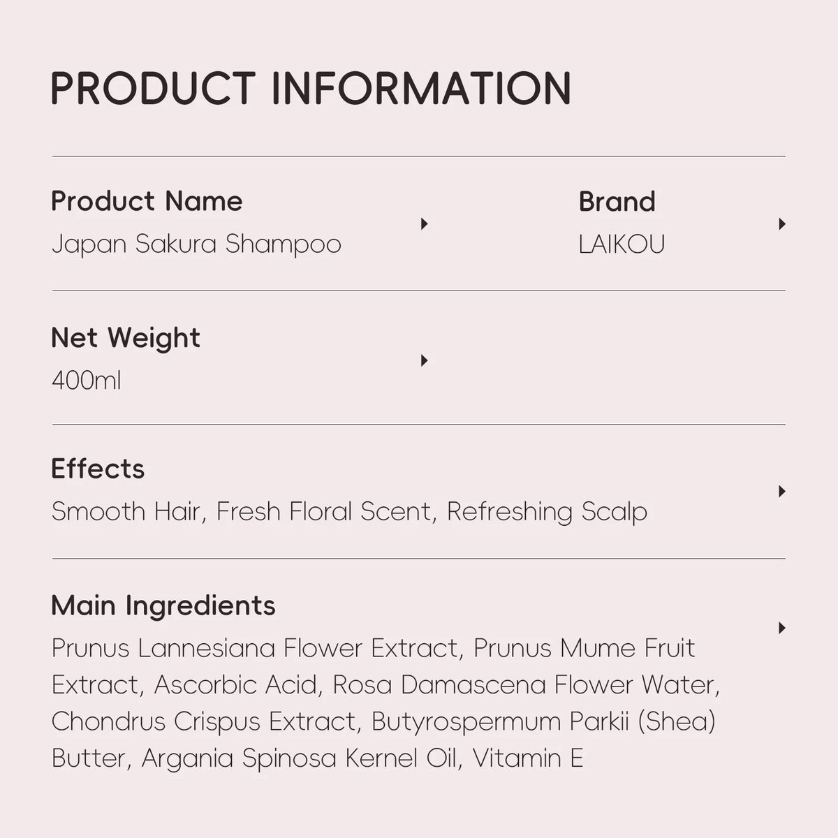 LAIKOU Japan Sakura Shampoo Repair Anti Split Ends Smooth Frizz Dry Hair