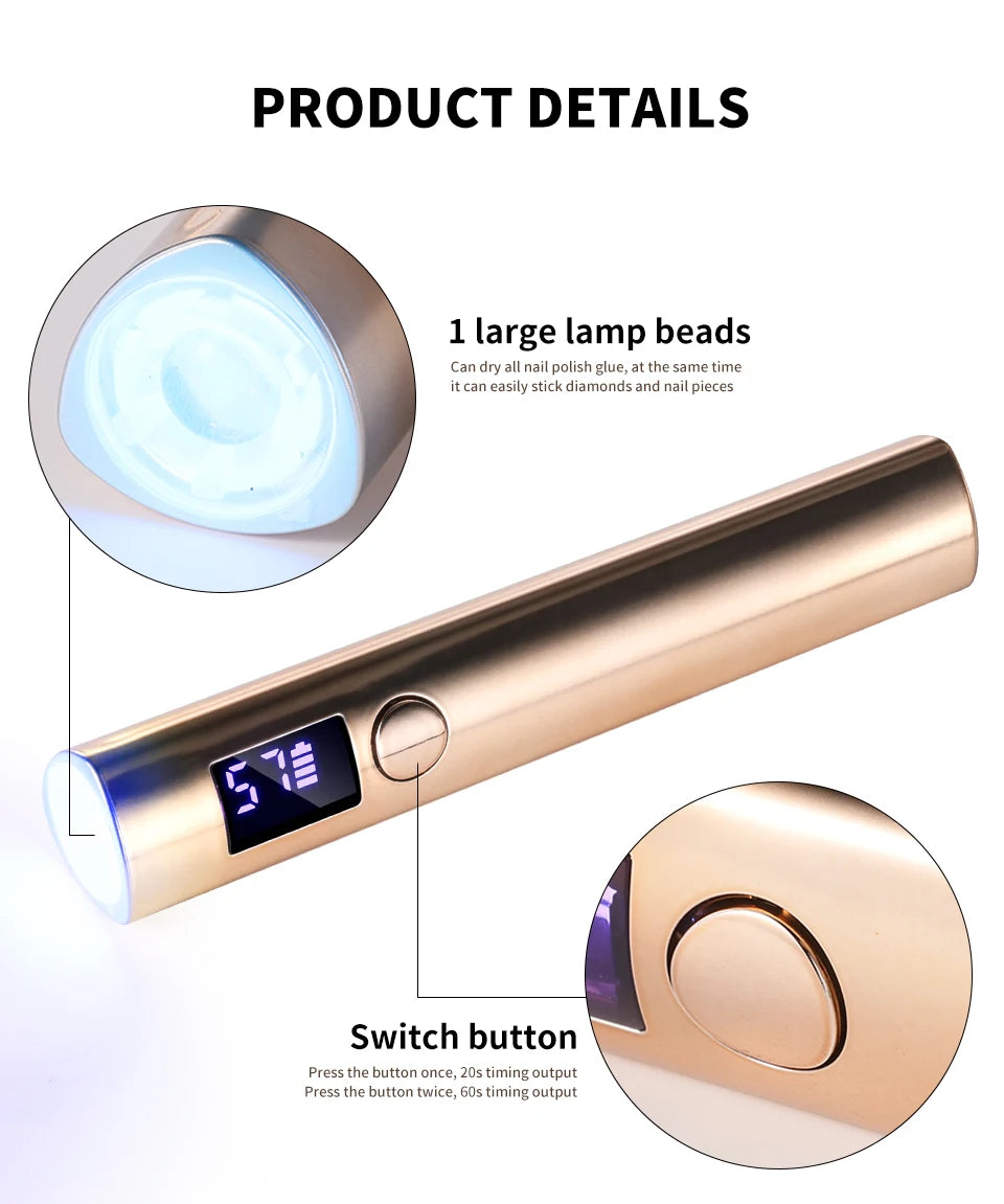 Portable Nail UV LED Lamp And LED Light Support Base Rechargeable for Nails Gel Polish Drying UV Lamp for Nails Art Desk Stand