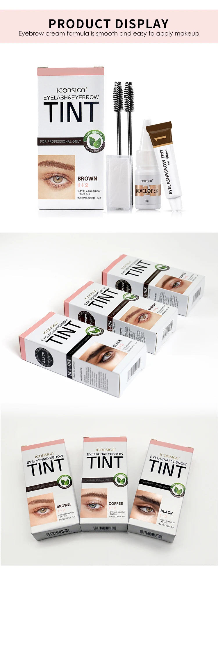 ICONSIGN Eyelash Eyebrow Dye Tint Kit Mascara Lift Tinting Tattoo Eyes Makeup Tools Keep 60 To 80 Days