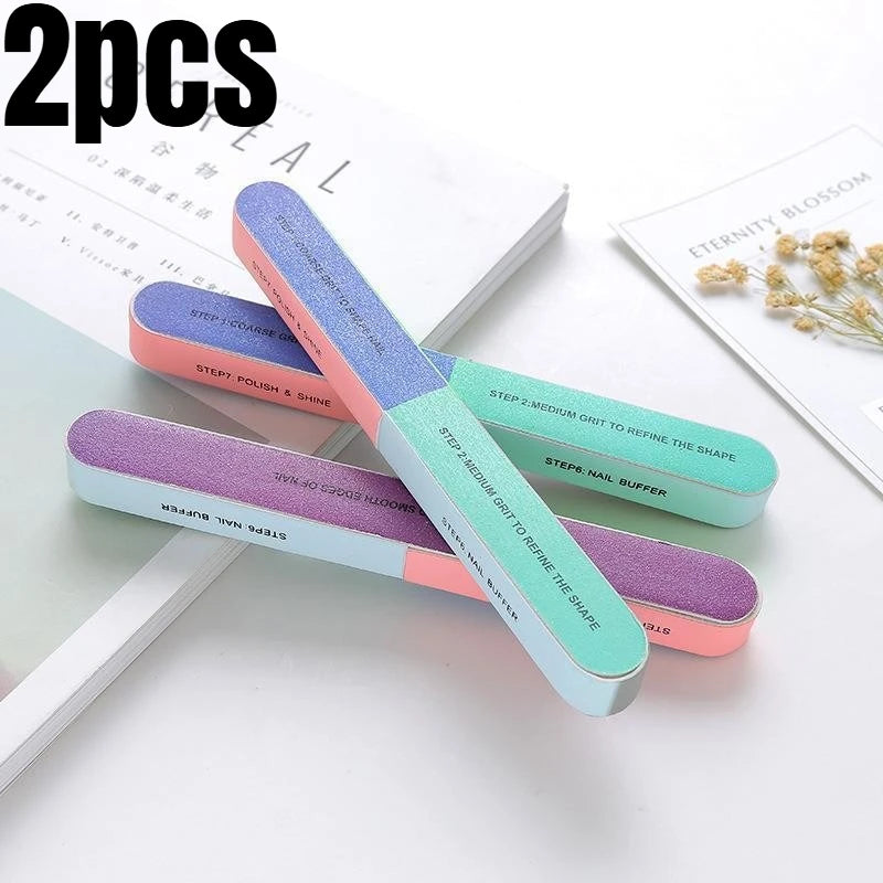 Multi Surface Printed Nail Polishing File 7 Sides Manicure Strip Professional Salon DIY Gel Nail