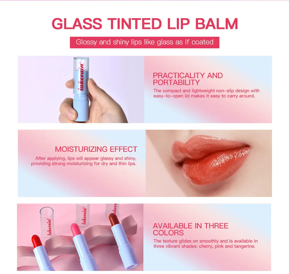 Glass Tinted Lip Balm Light Cherry Red Orange Glow Moisturizing Vegetarian Lip Balm With Bright Clear Color Korea Lip Cosmetics