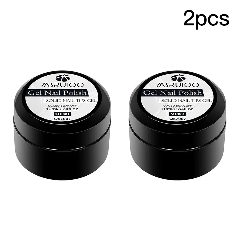 MSRUIOO 10ml Clear Solid Nail Tips Gel Long Lasting Bubble-free UV/LED Building Gel for Nails Home Salon Manicure DIY Design