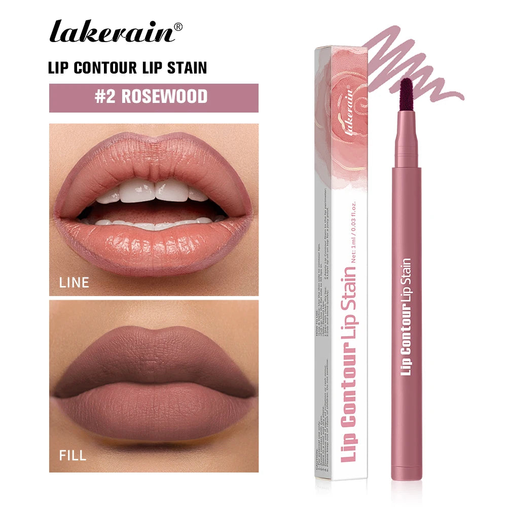 Waterproof 2 In 1 Lip Stain And Liner Pen Long Lasting Smudge Proof Kiss Proof Transfer Resistant 8 Colors Makeup Lip Pencil